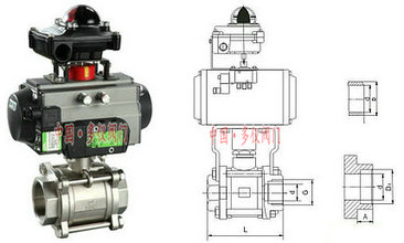 氣動三片式球閥結構圖