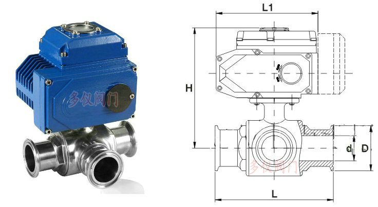 電動三通衛生級球閥結構圖